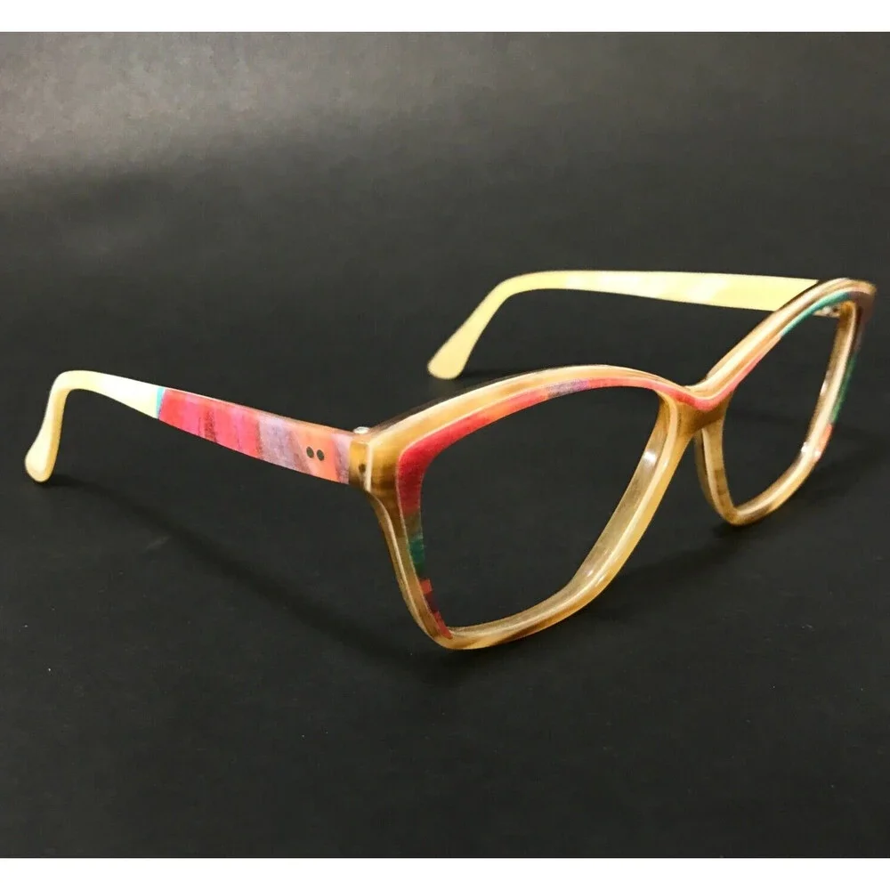 Vintage NOMIS Eyeglasses Frames 19-4/060 Buffalo Horn Brown Green Red 57-15-135